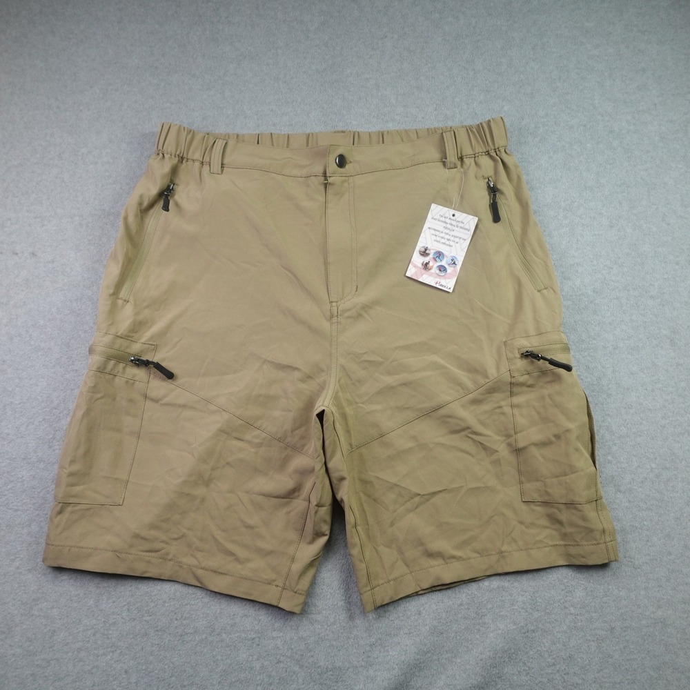 Pudolla Shorts Mens XL Khaki Hiking Outdoor Lightweight Zip Pocket Cargo